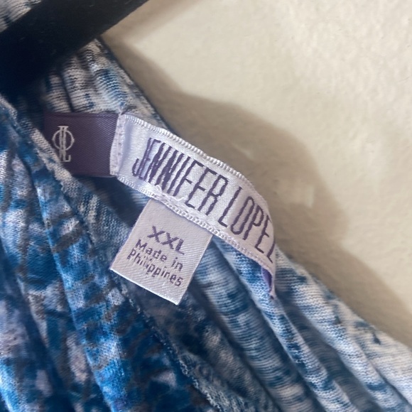New Jennifer Lopez J.Lo Blue SnakeSkin Animal Print Ruffle One Shoulder Top XXL - Picture 6 of 9